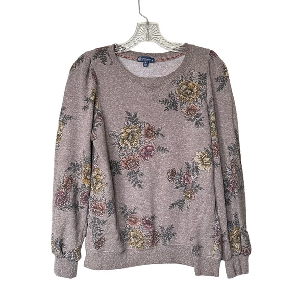 Democracy Gray Floral‎ Sweatshirt Size M H2 - Picture 2 of 6